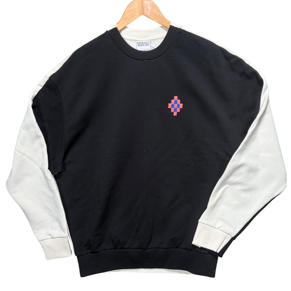 Marcelo‎ Burlon County Of Milan Colorblock Cross Logo Sweatshirt Size Small NWOT